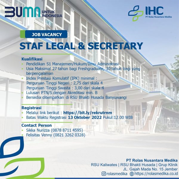 Read more about the article Staf Legal & Secretary