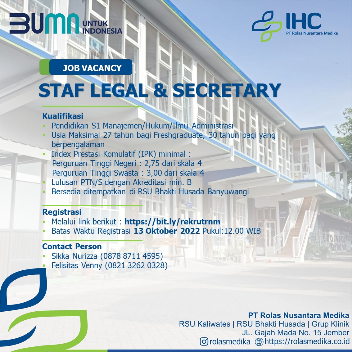 You are currently viewing Staf Legal & Secretary