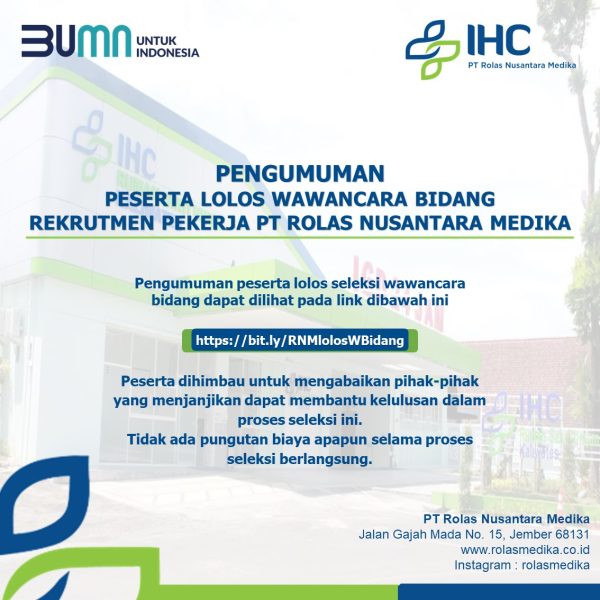 Read more about the article Pengumuman Lolos Tes Wawancara Bidang Rekrutmen PT Rolas Nusantara Medika